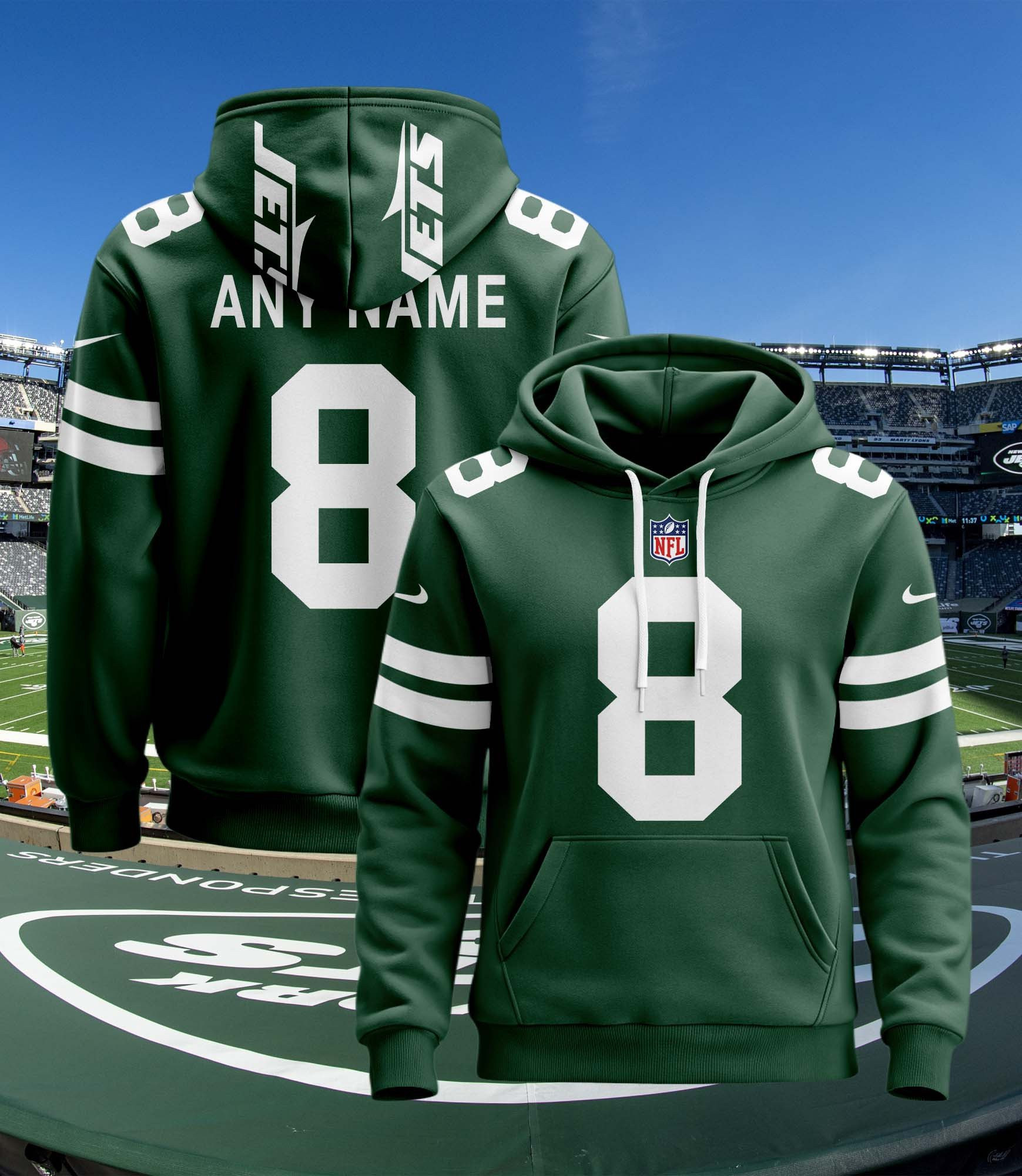 Buildercar - New York Jets | Hoodie Style Jersey Custom Name And Number