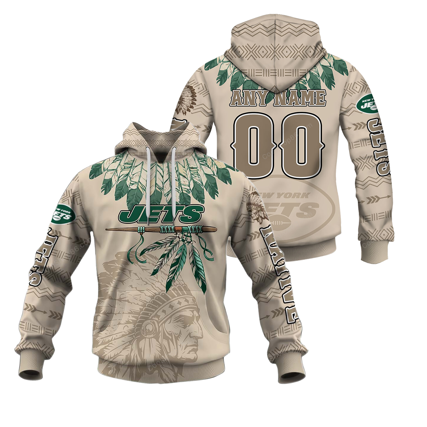 Buildercar - New York Jets Native American Heritage x NFL Custom Name & Number Hoodie