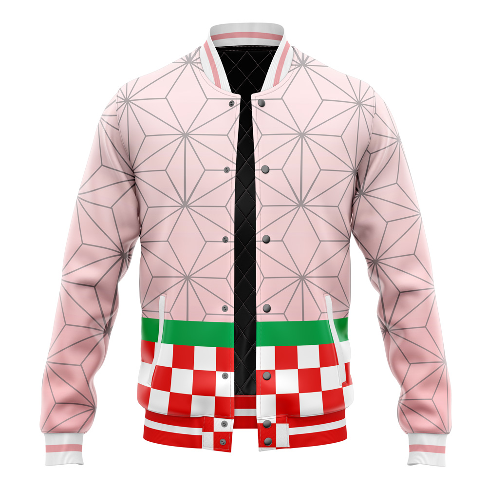 Buildercar - Nezuko Kamado Pattern Demon Slayer Varsity Jacket