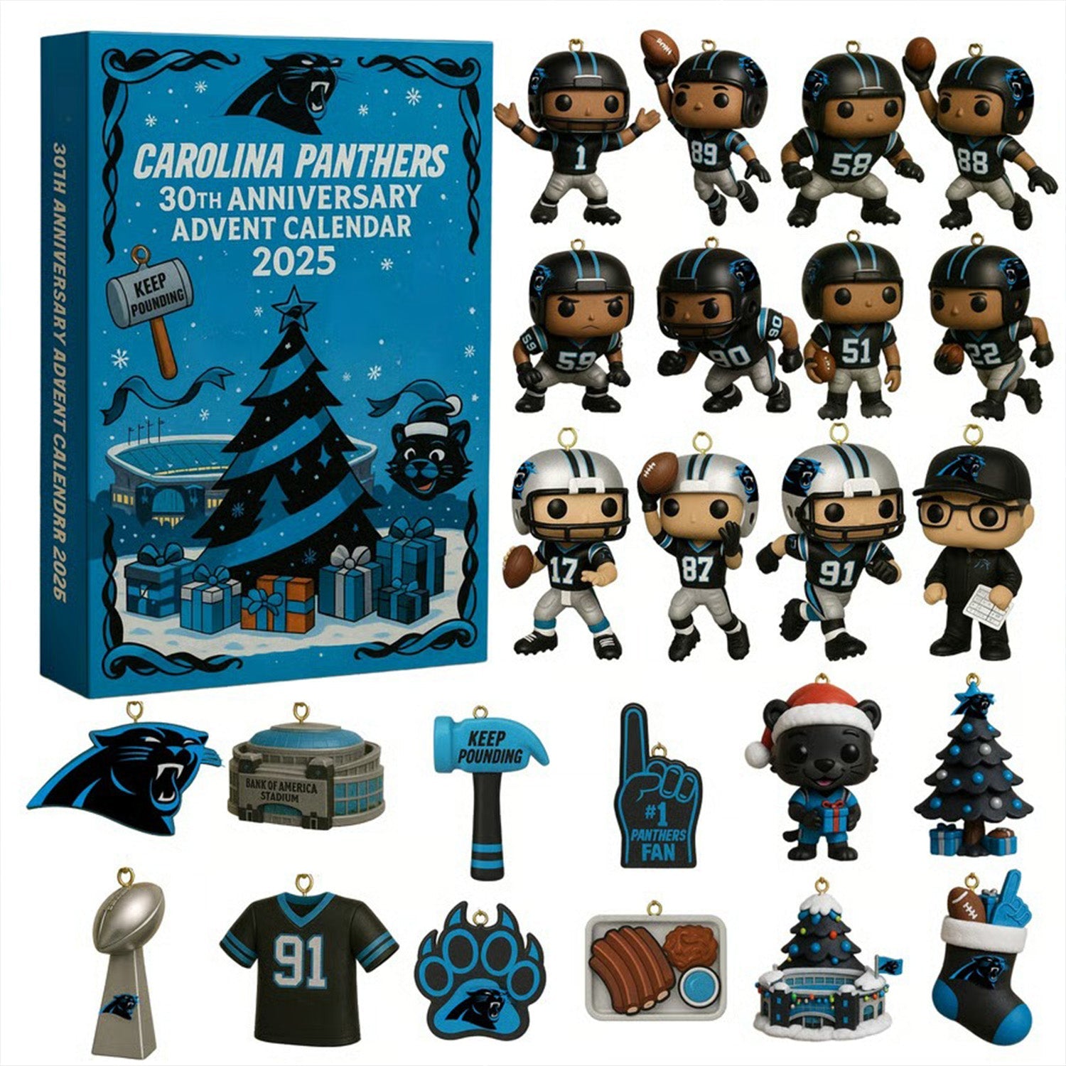 Buildercar - NFL Carolina Panthers Team Advent Calendar Christmas V1