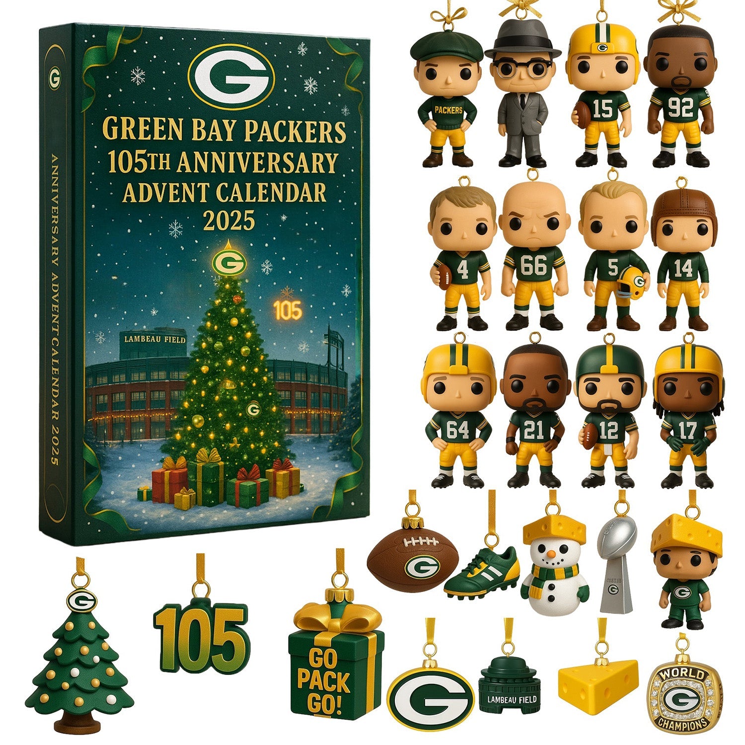 Buildercar - NFL Green Bay Packers Team Advent Calendar Christmas V1