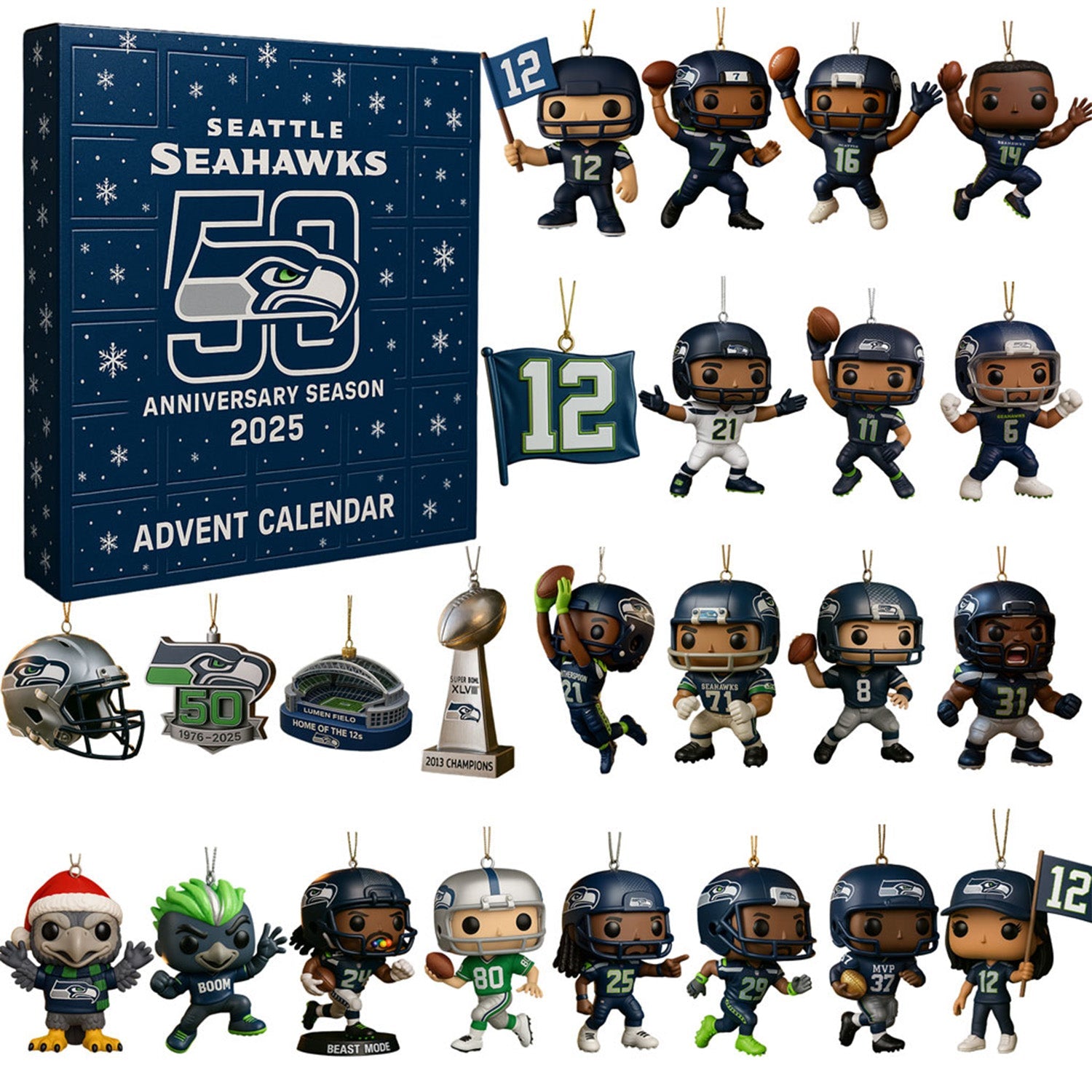 Buildercar - NFL Seattle Seahawks Team Advent Calendar Christmas V1