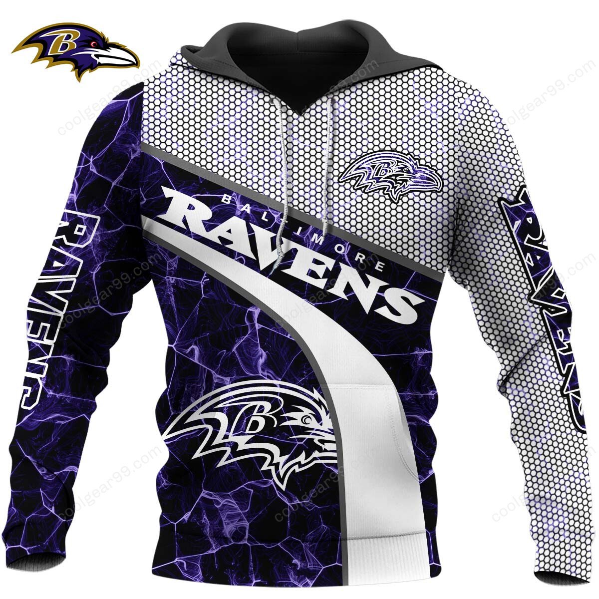 Buildercar - NFL x Baltimore Ravens Electric Marble Personalized Hoodie