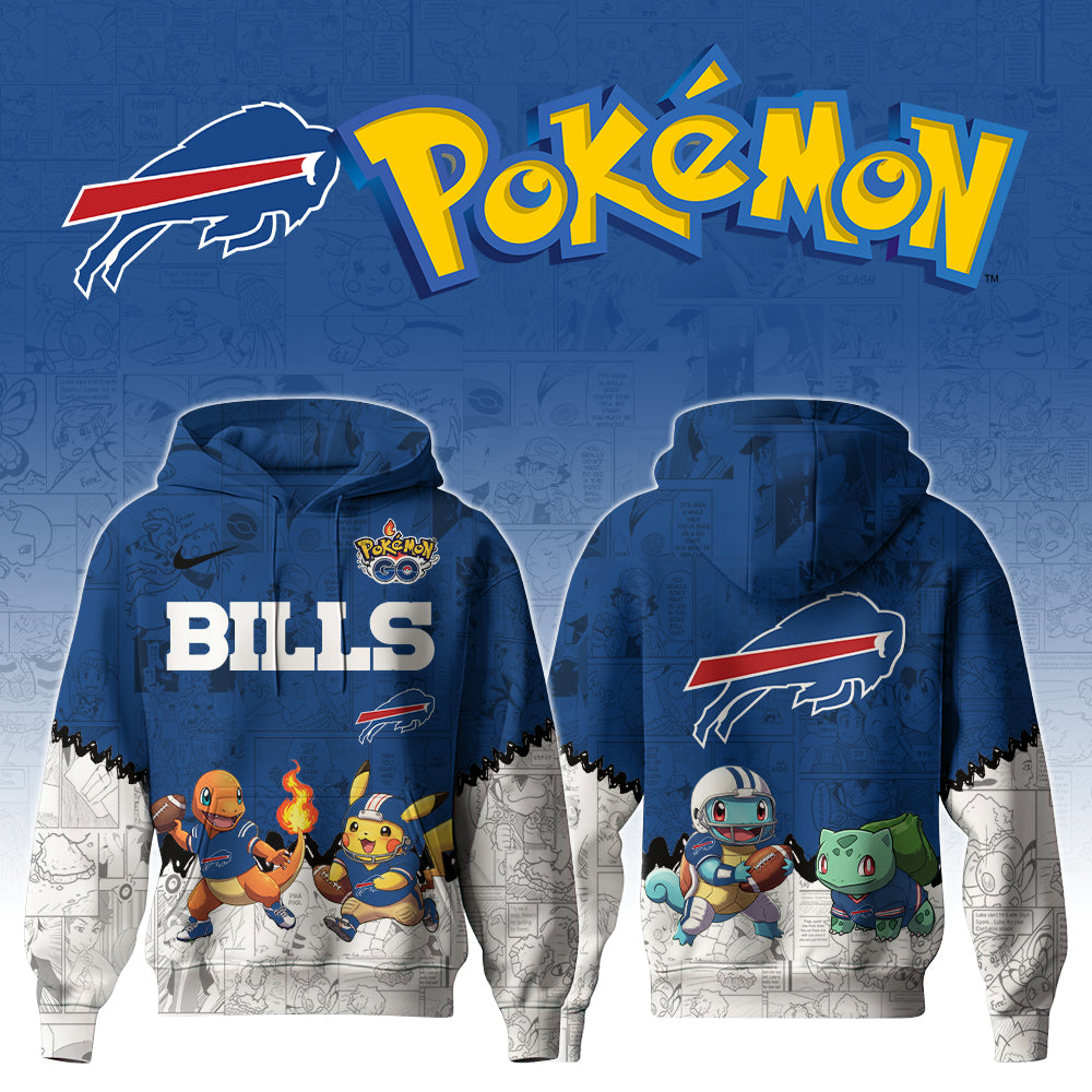 Buildercar - NFL x Buffalo Bills x Pokémon 3D Hoodie