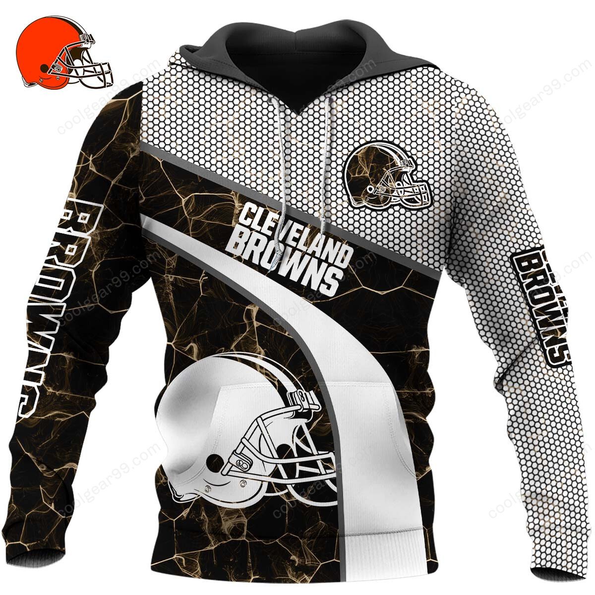 Buildercar - NFL x Cleveland Browns Electric Marble Personalized Hoodie
