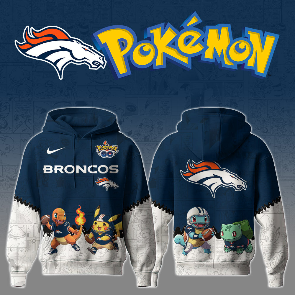 Buildercar - NFL x Denver Broncos x Pokémon 3D Hoodie