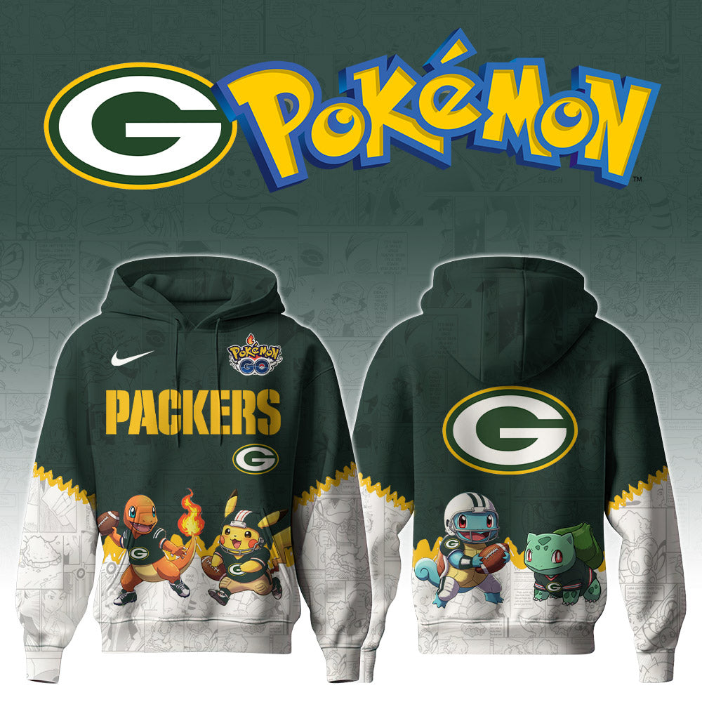 Buildercar - NFL x Green Bay Packers x Pokémon 3D Hoodie