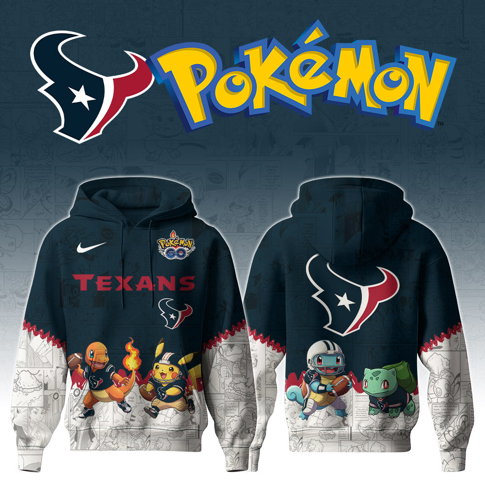 Buildercar - NFL x Houston Texans x Pokémon 3D Hoodie
