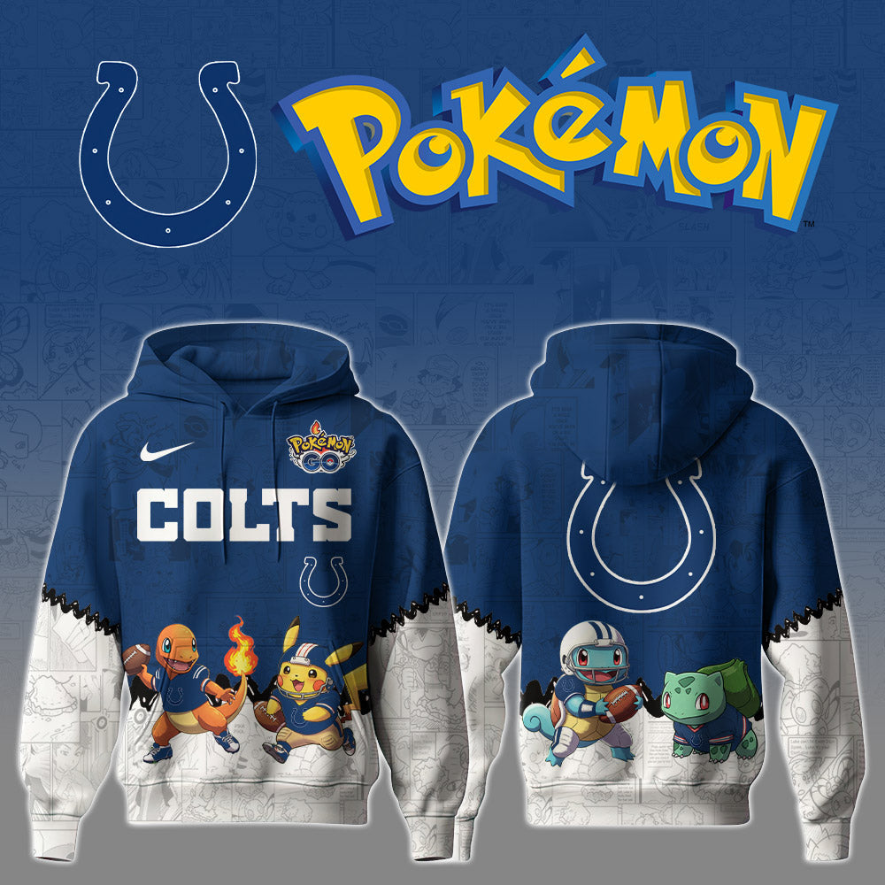 Buildercar - NFL x Indianapolis Colts x Pokémon 3D Hoodie