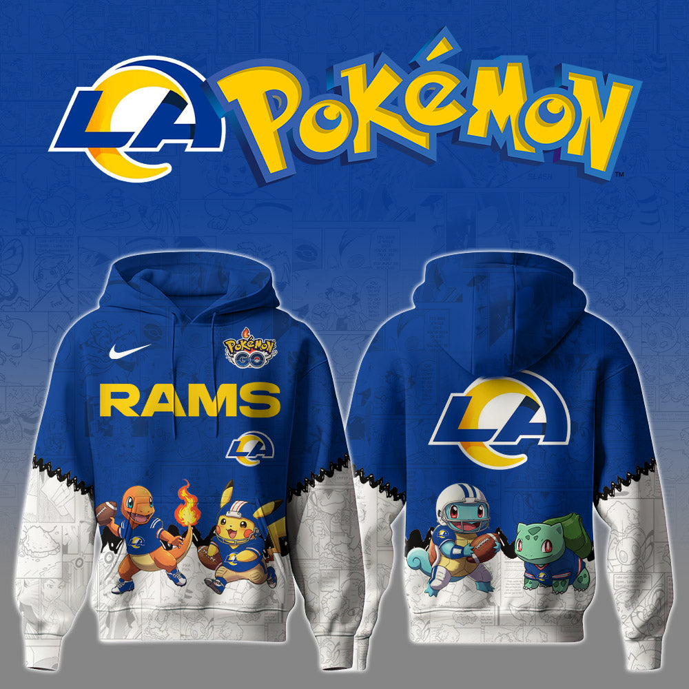 Buildercar - NFL x Los Angeles Rams x Pokémon 3D Hoodie