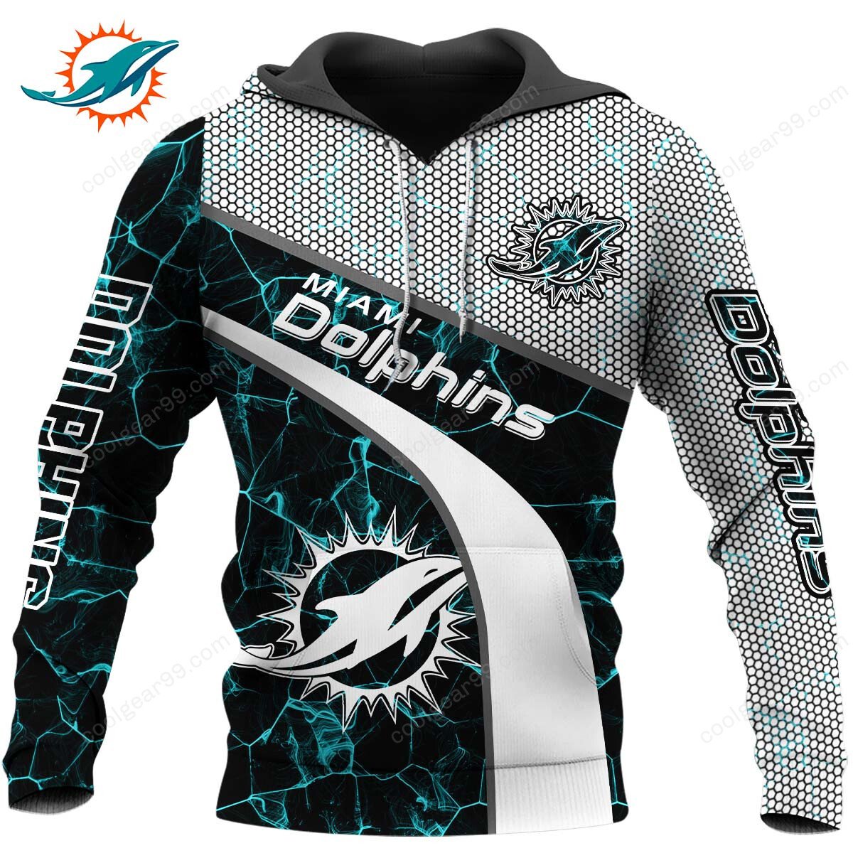 Buildercar - NFL x Miami Dolphins Electric Marble Personalized Hoodie