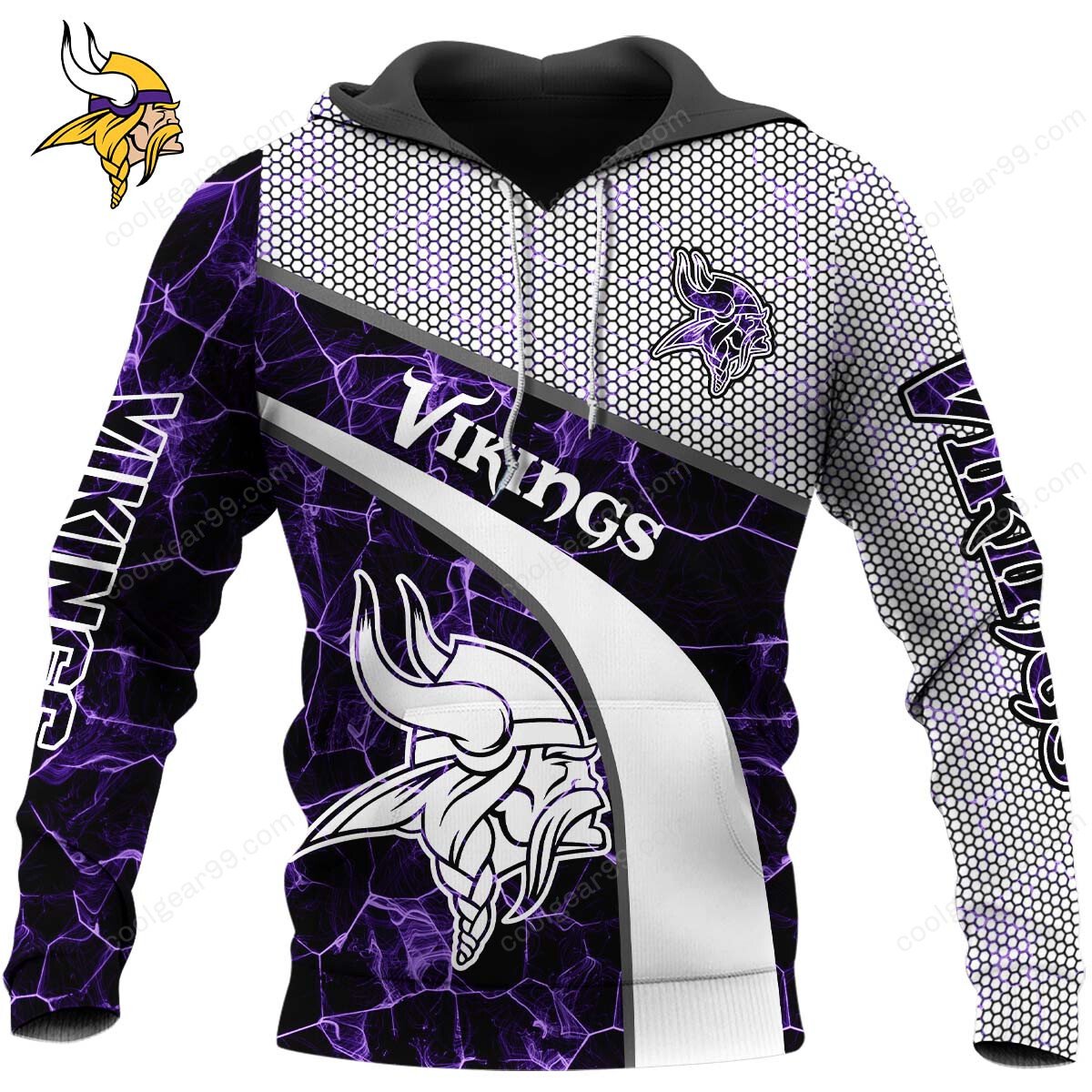 Buildercar - NFL x Minnesota Vikings Electric Marble Personalized Hoodie