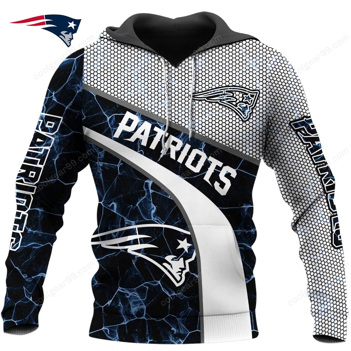Buildercar - NFL x Newcastle United England Patriots Electric Marble Personalized Hoodie