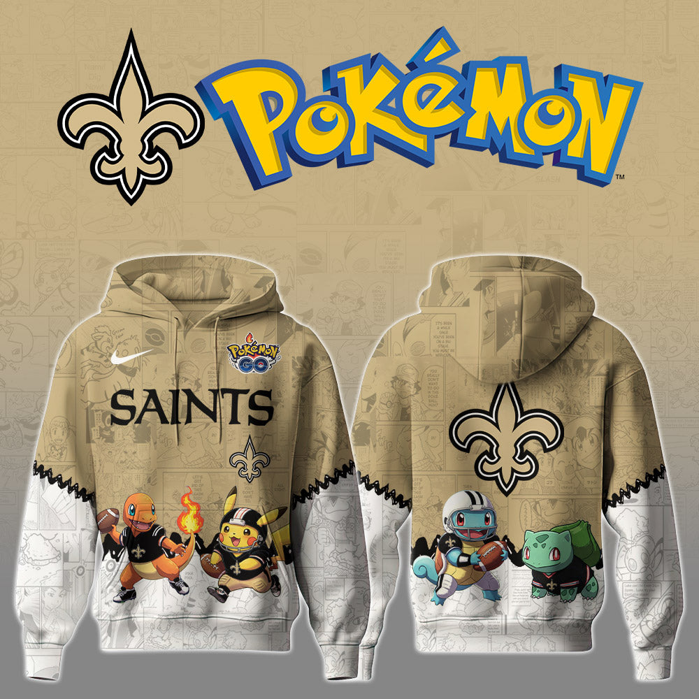 Buildercar - NFL x Newcastle United Orleans Saints x Pokémon 3D Hoodie