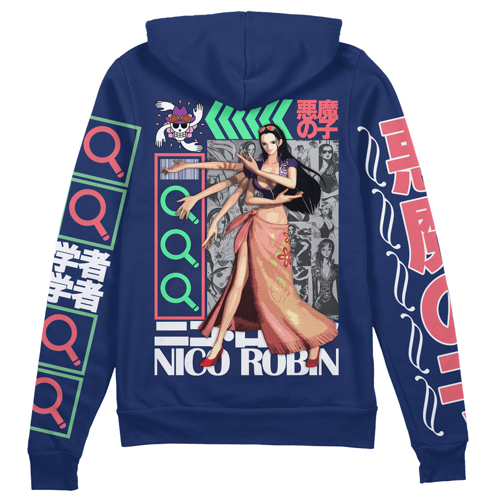 Buildercar - Nico Robin One Piece Streetwear Zip Hoodie Jacket