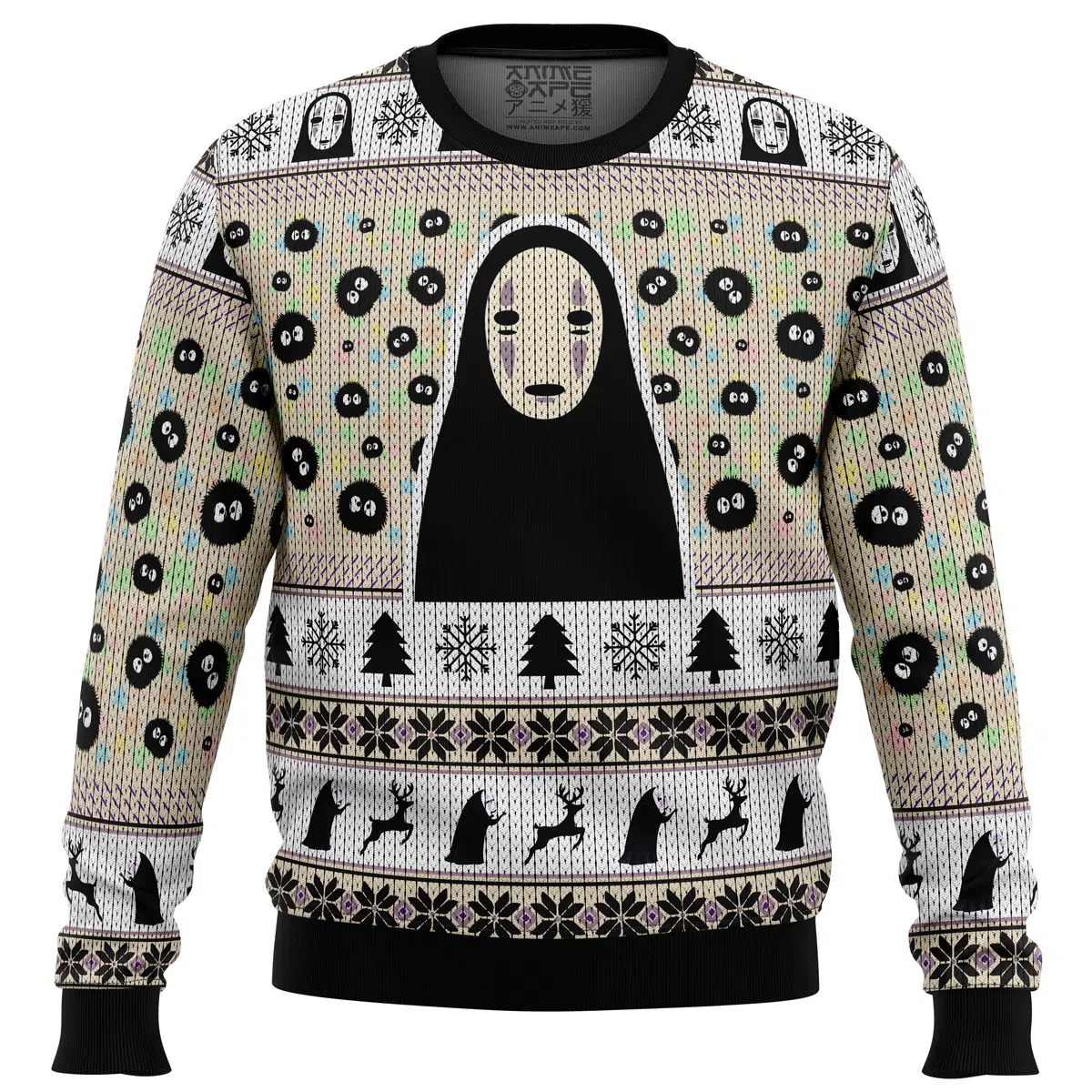 Buildercar - No Face and Soot Sprites Spirited Away Studio Ghibli Ugly Christmas Sweater