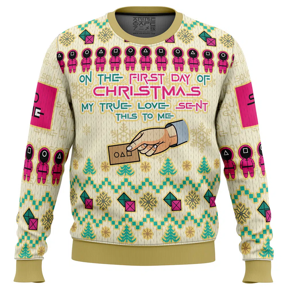 Buildercar - On the First Day of Christmas Squid Game Christmas Sweater