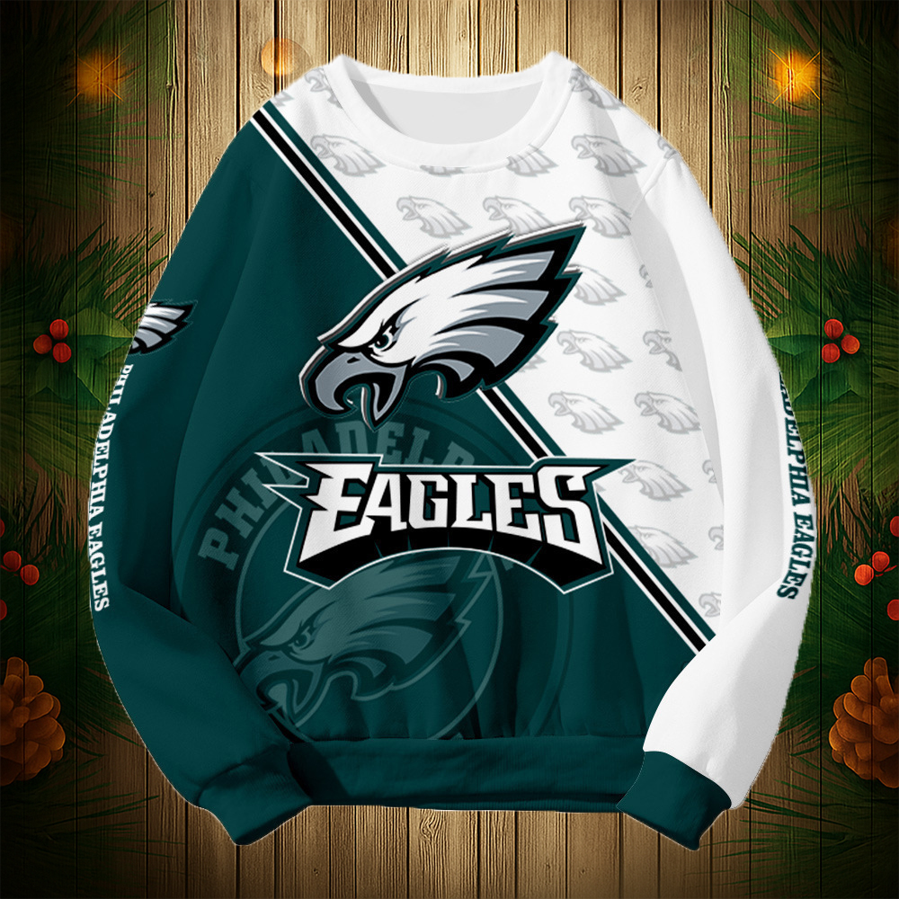 Buildercar - Philadelphia Eagles Graphic Crew Neck Sweatshirt Unisex NFL Pullover Hoodie for Football Fans