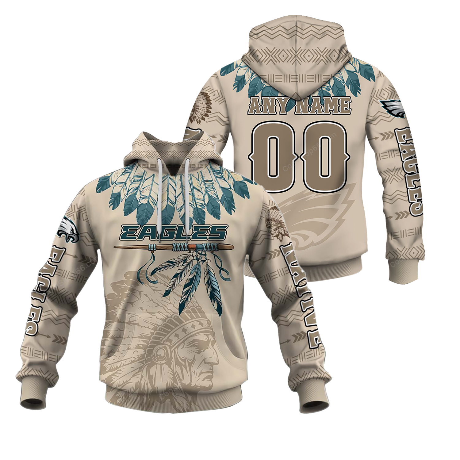 Buildercar - Philadelphia Eagles Native American Heritage x NFL Custom Name & Number Hoodie
