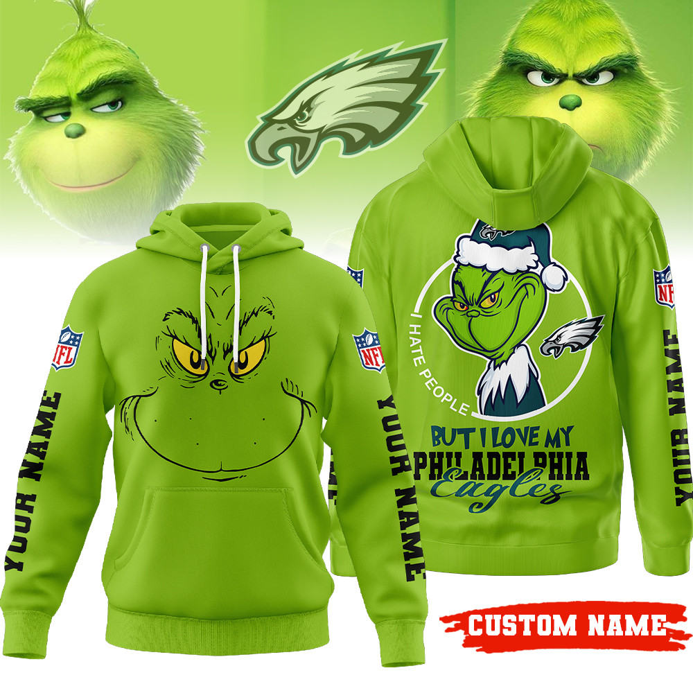Buildercar - Philadelphia Eagles | Premium NFL Grinch I Hate People Hoodie