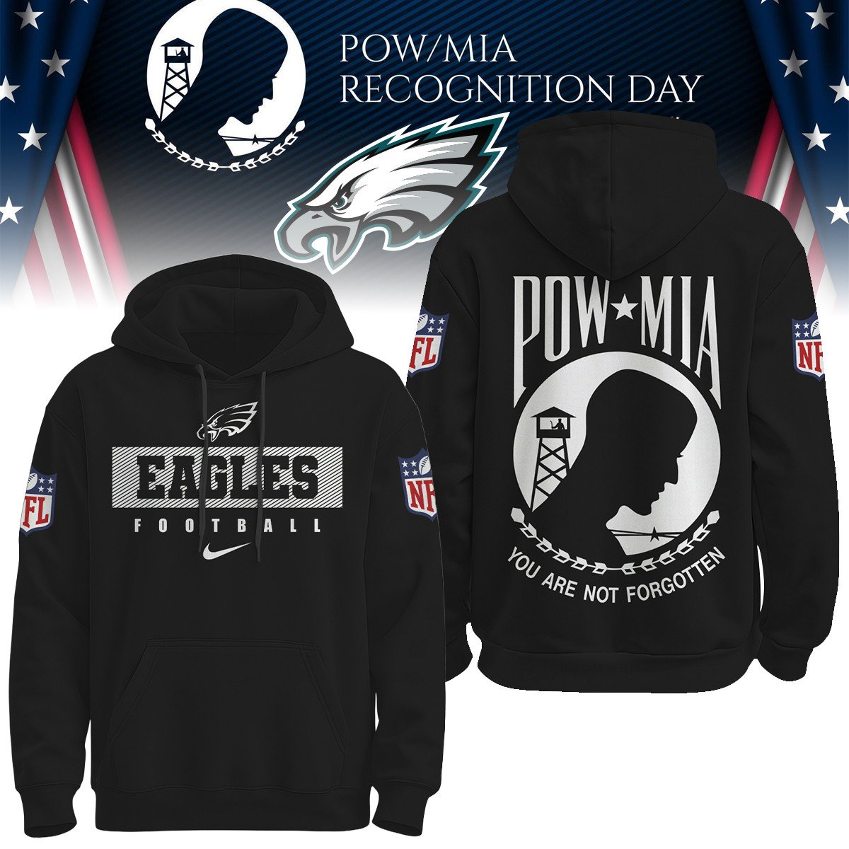 Buildercar - Philadelphia Eagles | Premium NFL Pow Mia Hoodie