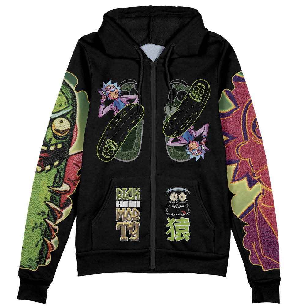 Buildercar - Pickle Rick Rick and Morty Streetwear Zip Hoodie Jacket - Image 2