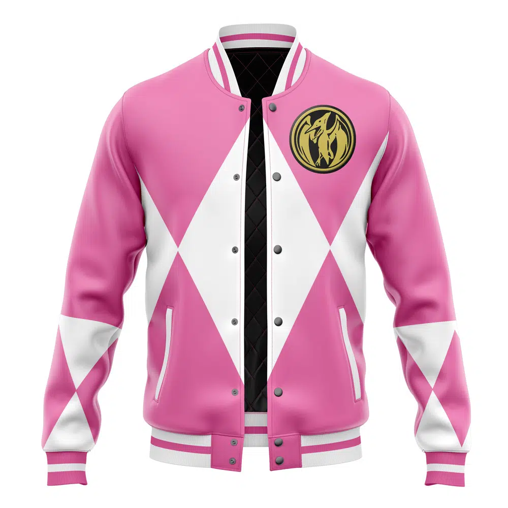 Buildercar - Pink Ranger Mighty Morphin Power Rangers Varsity Jacket