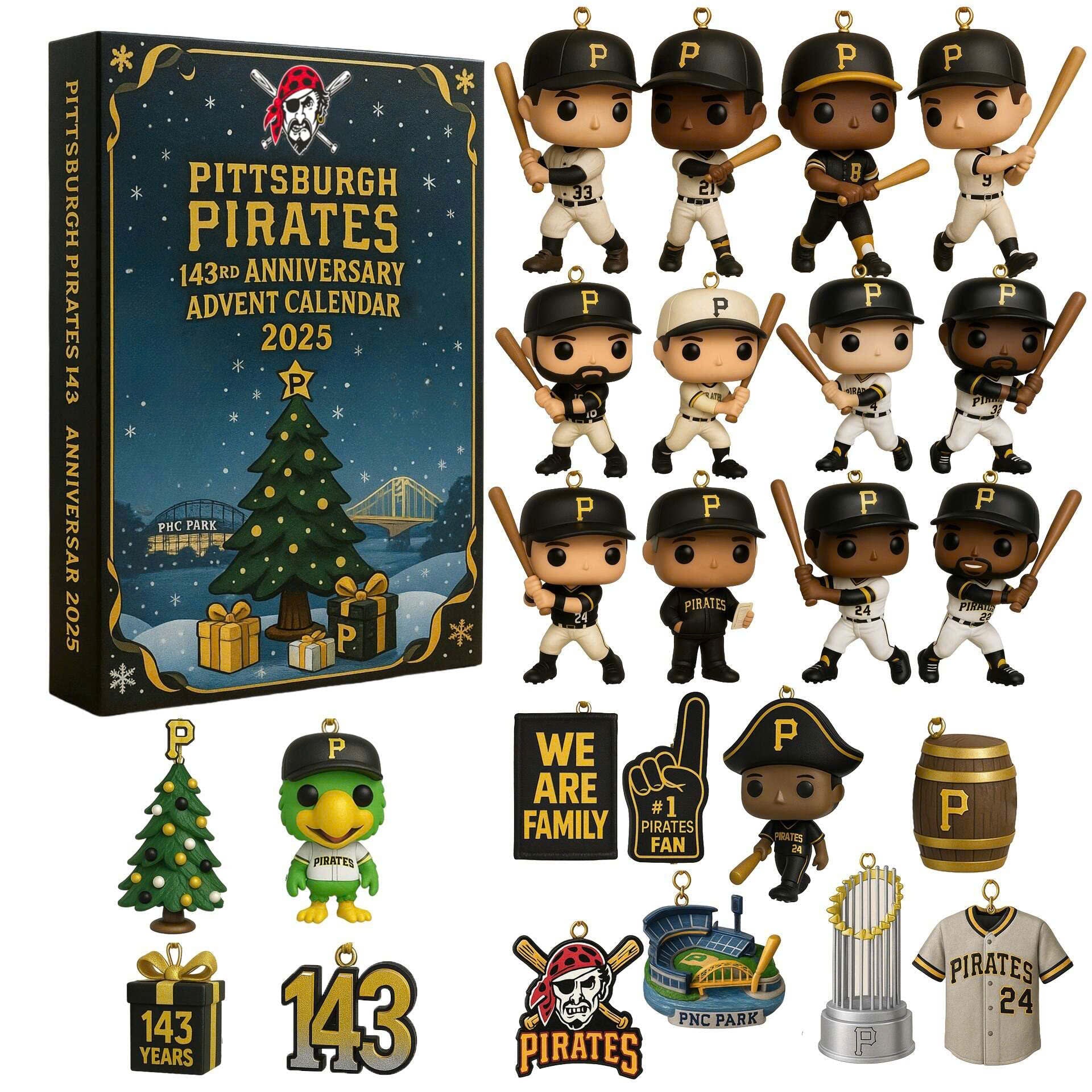 Buildercar - Pittsburgh Pirates Advent Calendar 2025 143TH ANNIVERSARY -2D Acrylic