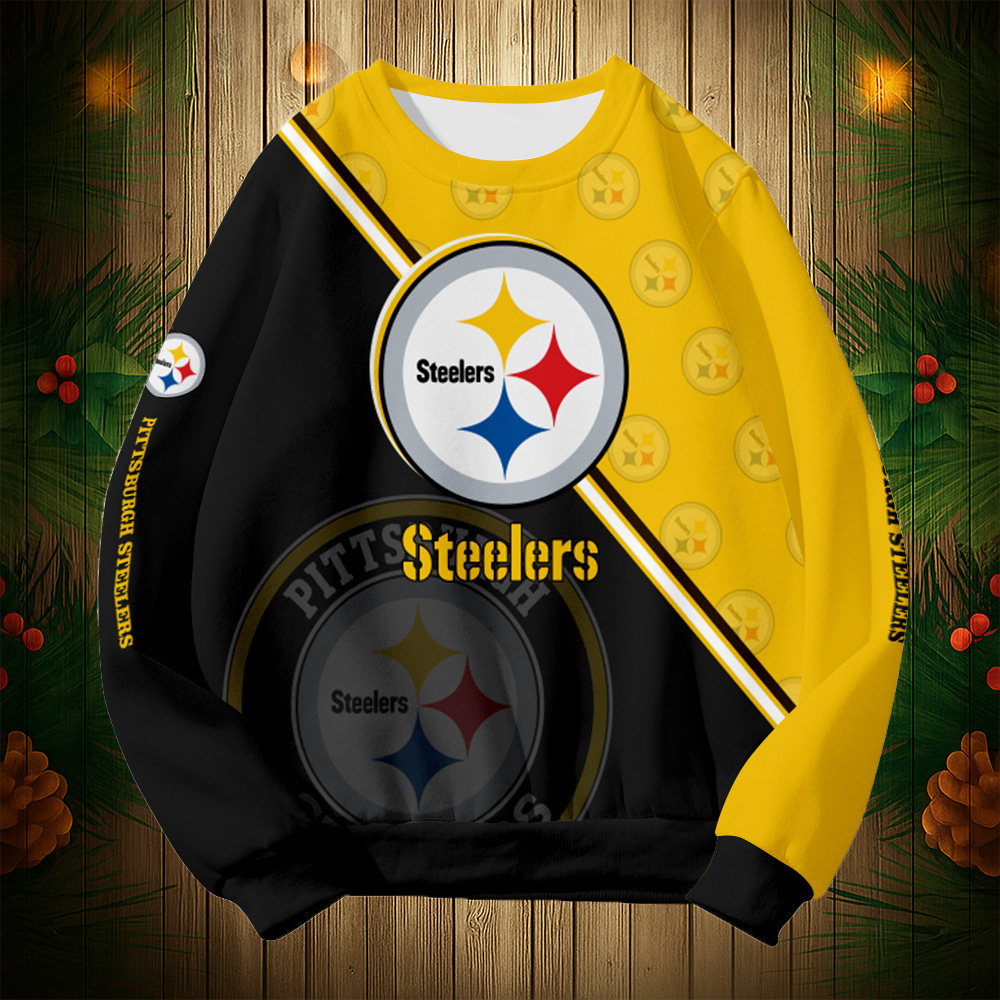 Buildercar - Pittsburgh Steelers Graphic Crew Neck Sweatshirt Unisex NFL Pullover Hoodie for Football Fans