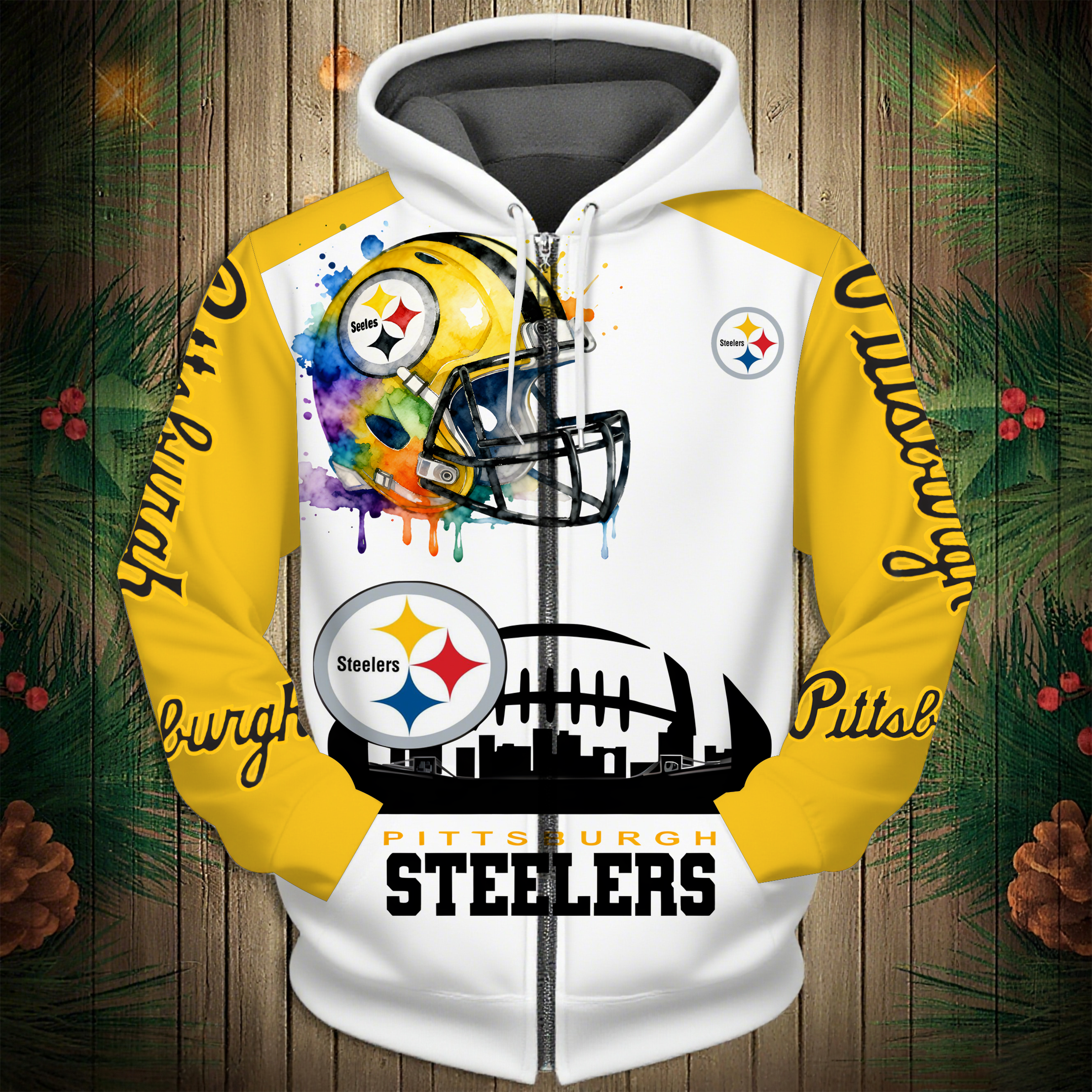 Buildercar - Pittsburgh Steelers Hoodie Unisex NFL Pullover Hoodie for Football Fans hm10112502