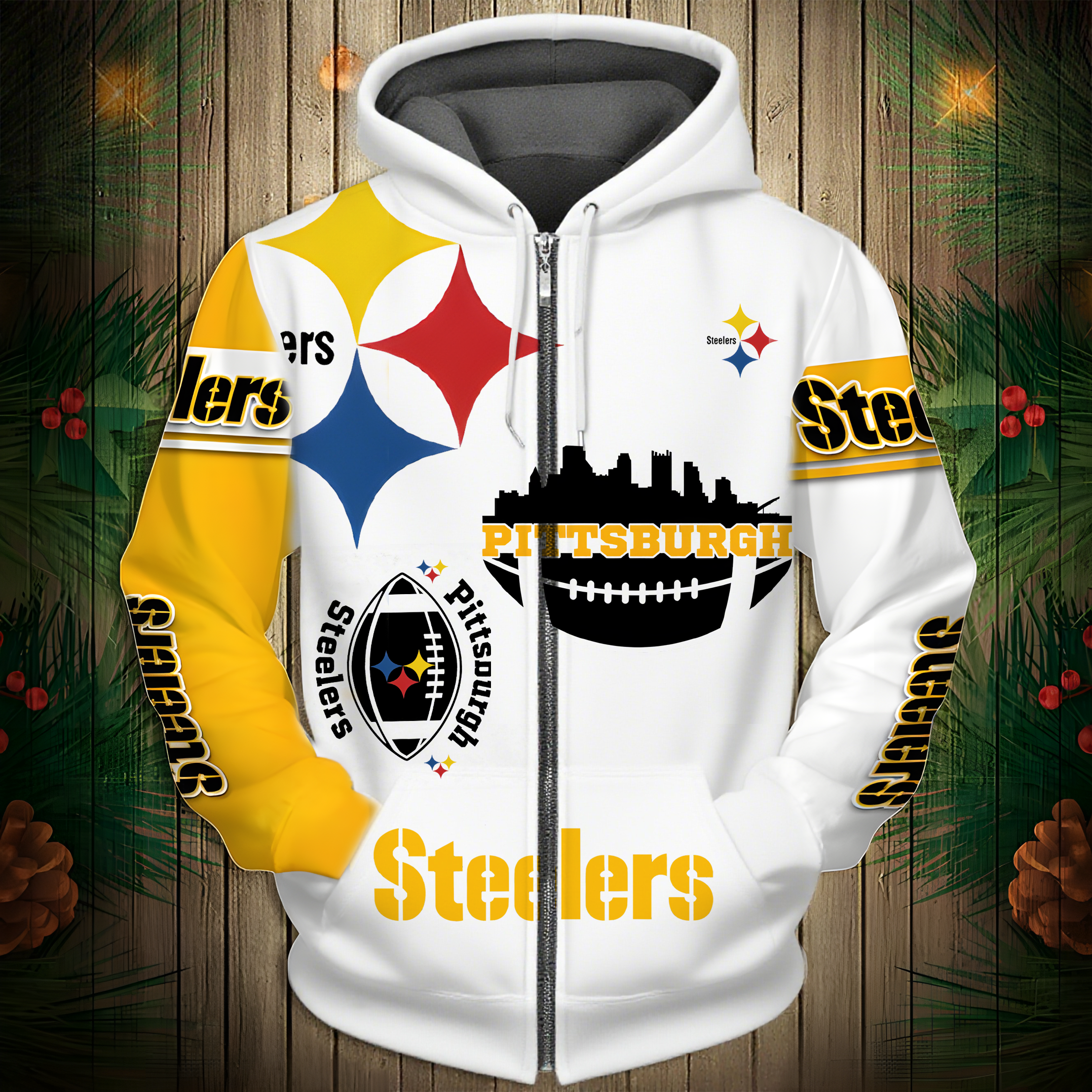 Buildercar - Pittsburgh Steelers Hoodie Unisex NFL Pullover Hoodie for Football Fans hm10112610