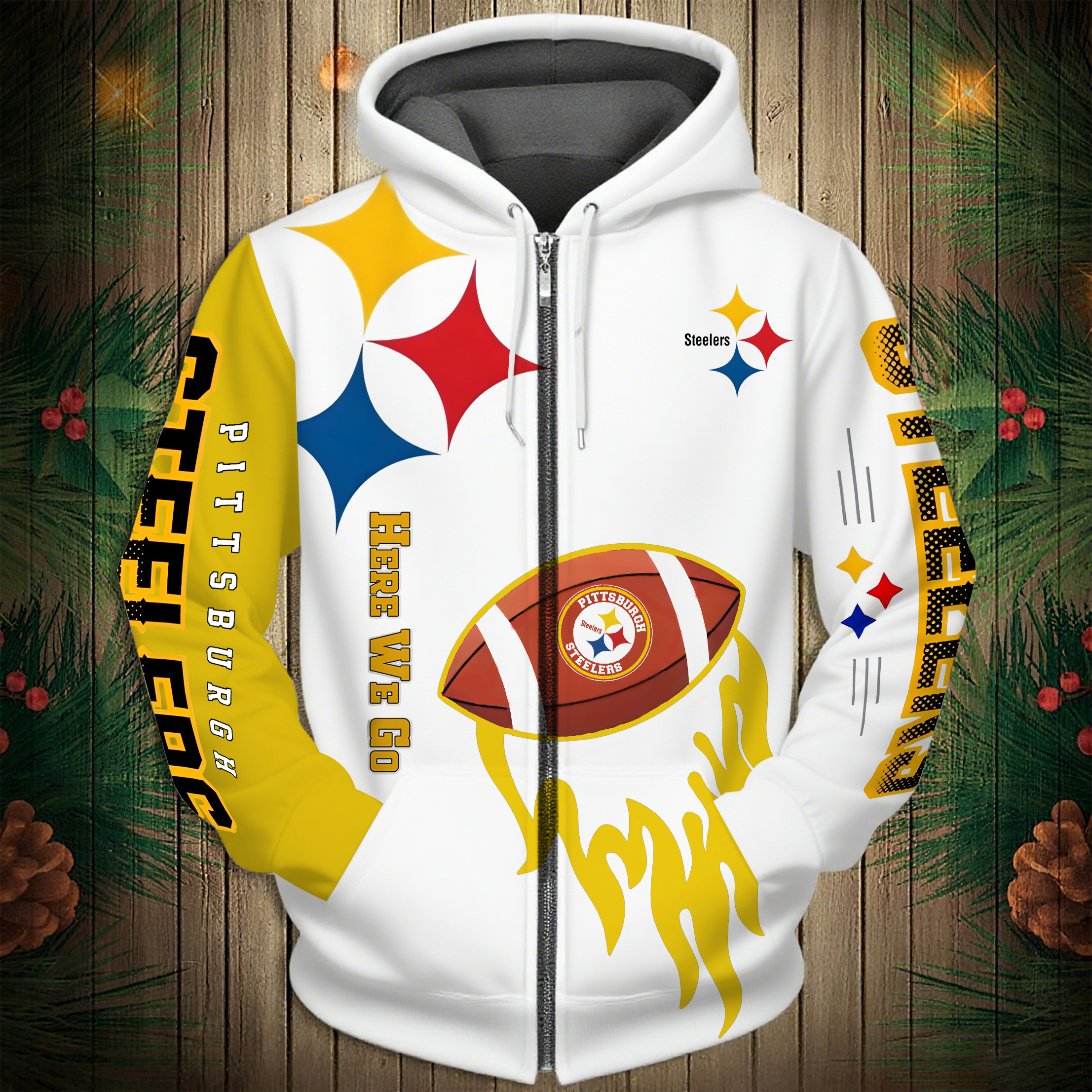 Buildercar - Pittsburgh Steelers Hoodie Unisex NFL Pullover Hoodie for Football Fans hm10112640