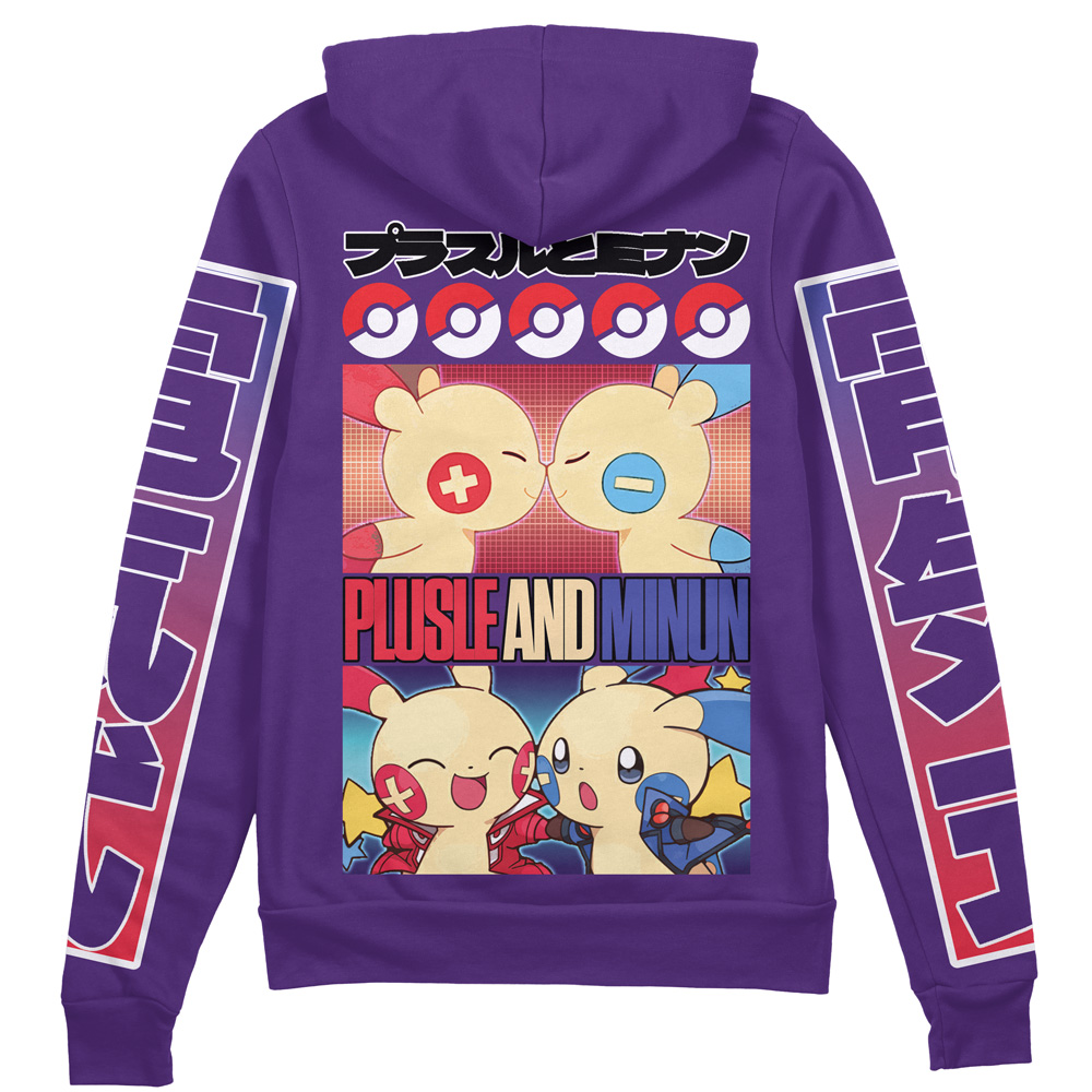 Buildercar - Plusle and Minun Pokemon Streetwear Zip Hoodie Jacket
