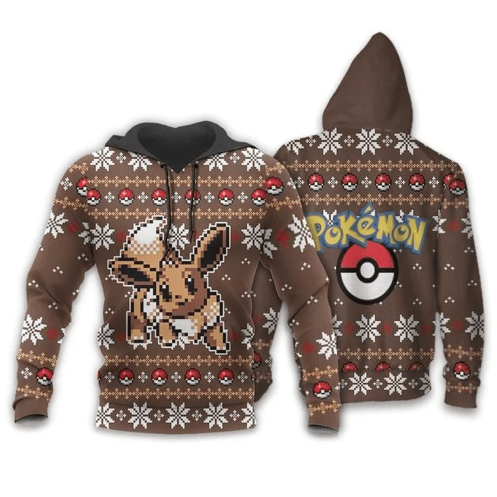Buildercar - Pokemon Ugly Christmas Eevee Xmas Anime Manga For Men And Women 3d Hoodie
