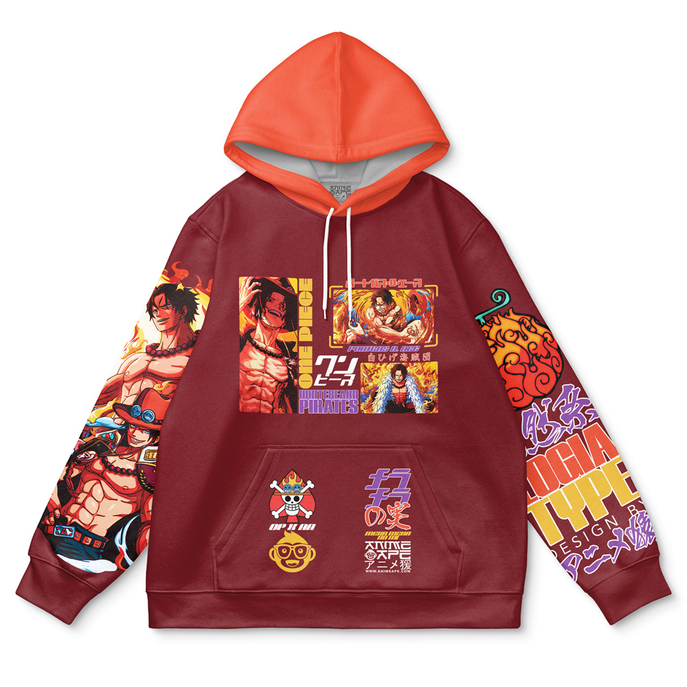 Buildercar - Portgas D. Ace V3 One Piece Streetwear Hoodie - Image 2