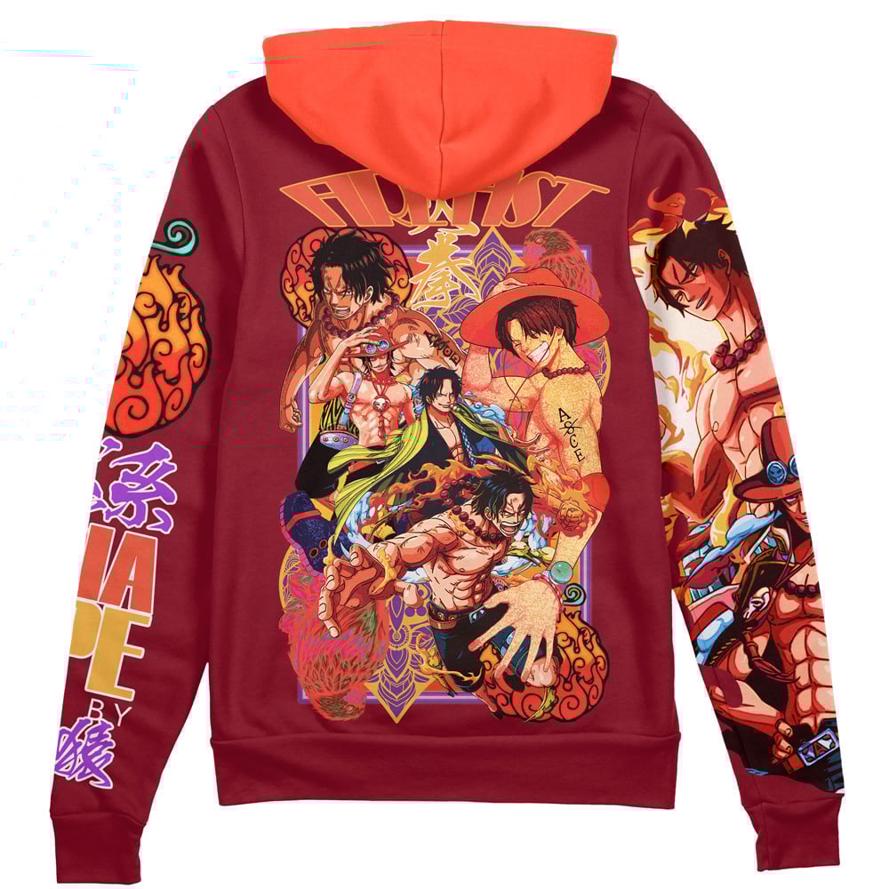 Buildercar - Portgas D. Ace V3 One Piece Streetwear Zip Hoodie Jacket