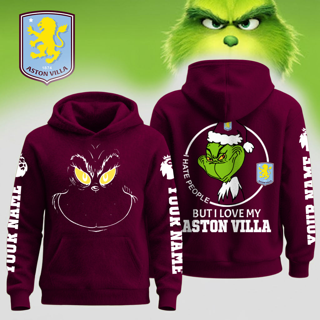 Buildercar - Premium EPL X Aston Villa Grinch Christmas Hoodie V5 151125