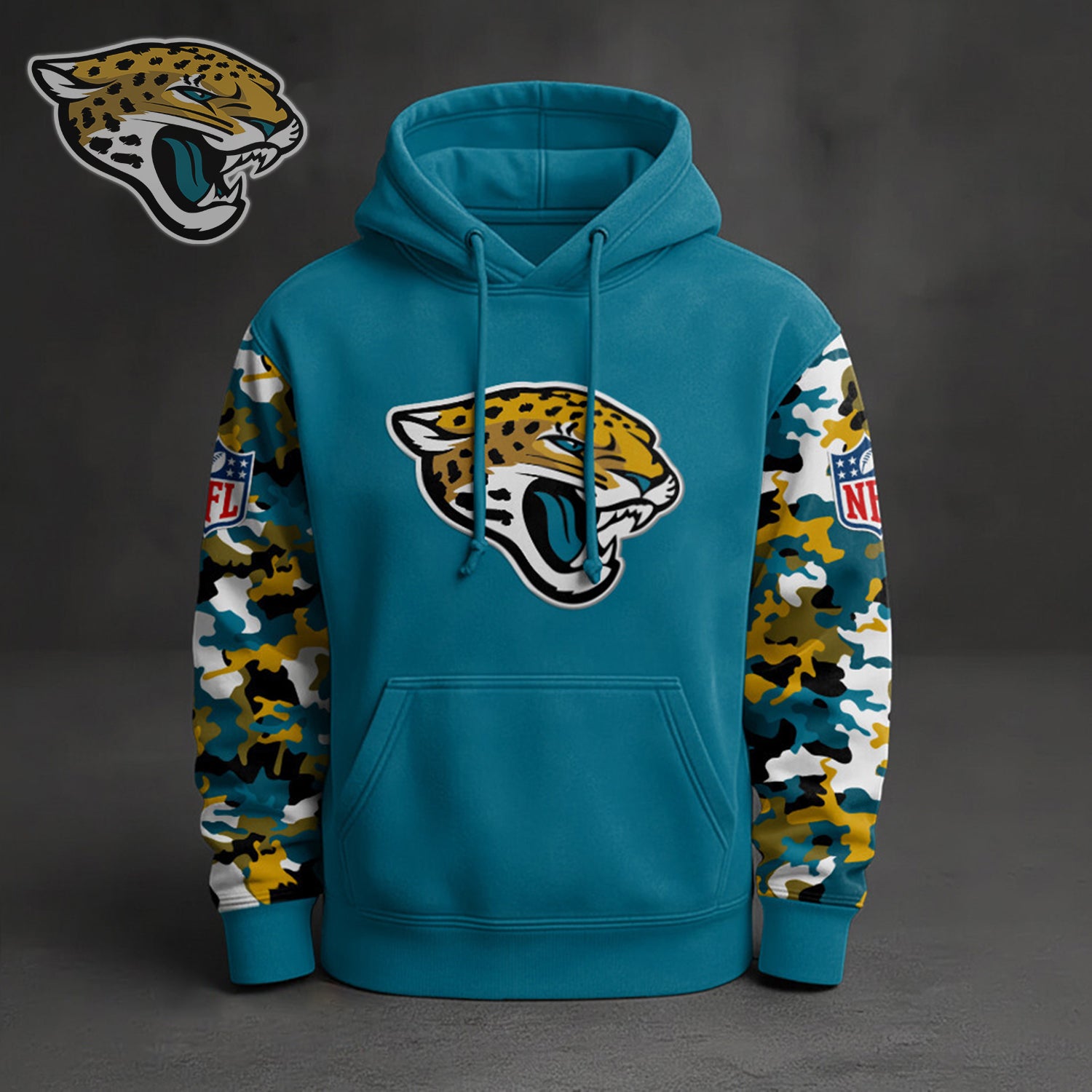 Buildercar - Premium NFL Jacksonville Jaguars Camo Arm Pullover Hoodie V1