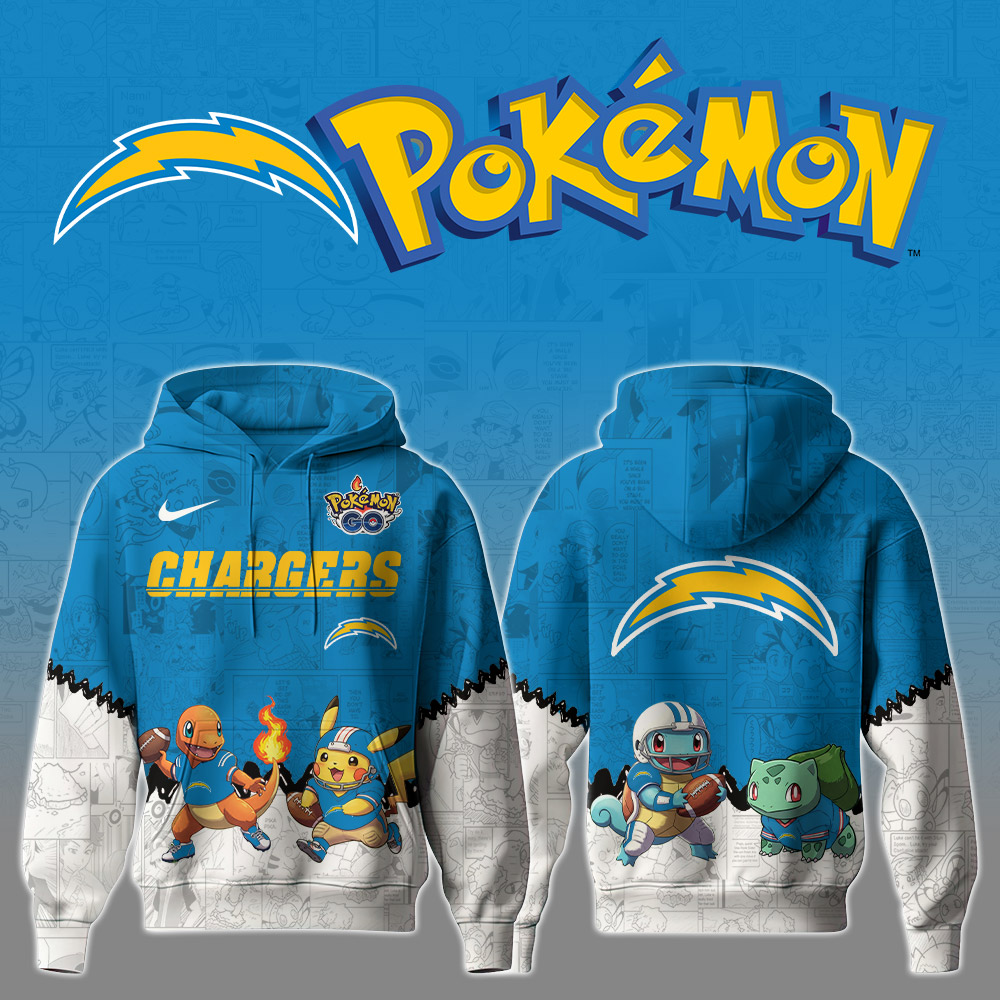 Buildercar - Premium NFL Los Angeles Chargers x Pokemon Hoodie V1