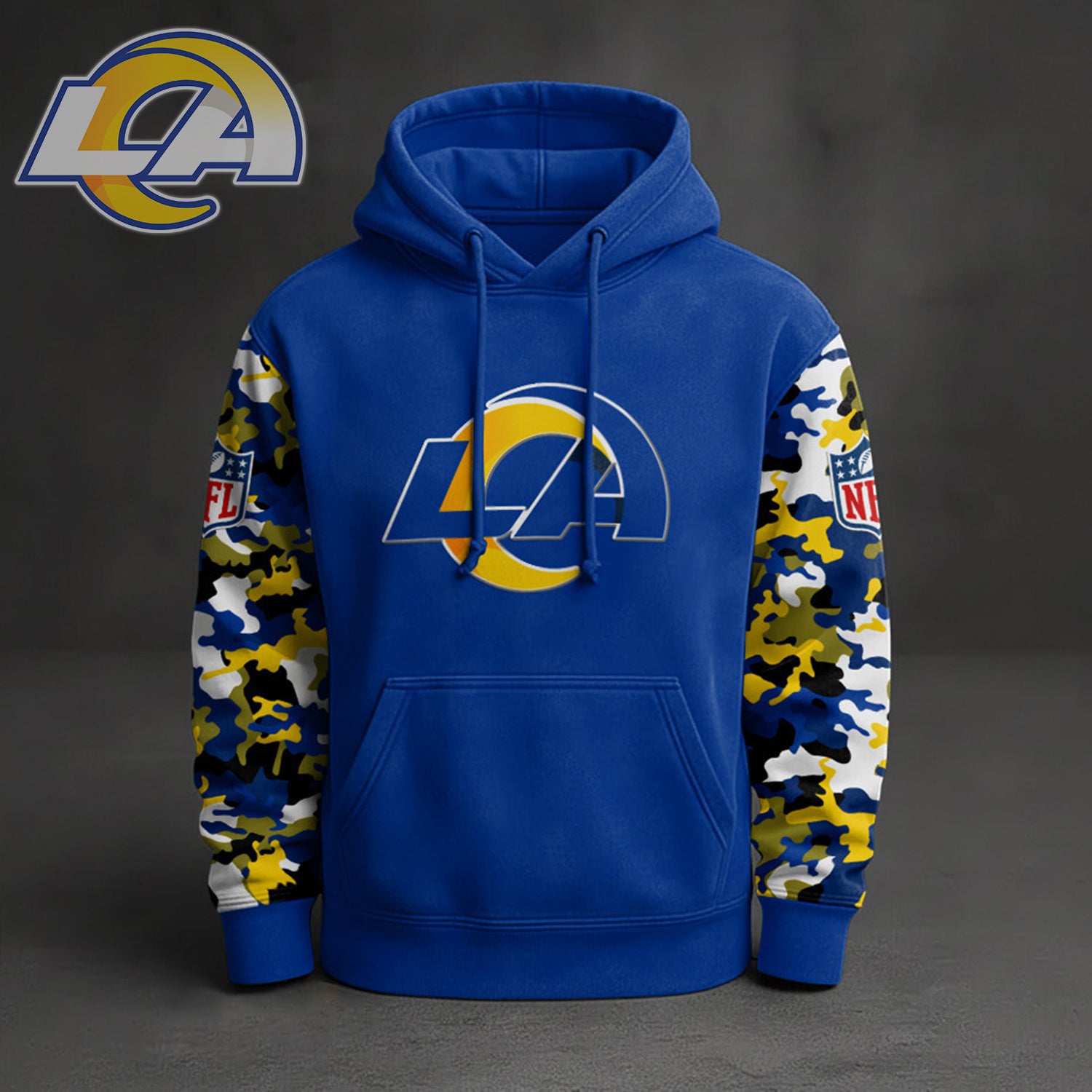 Buildercar - Premium NFL Los Angeles Rams Camo Arm Pullover Hoodie V1