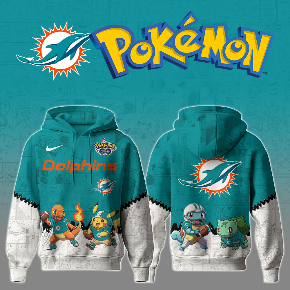 Buildercar - Premium NFL Miami Dolphins x Pokemon Hoodie V1