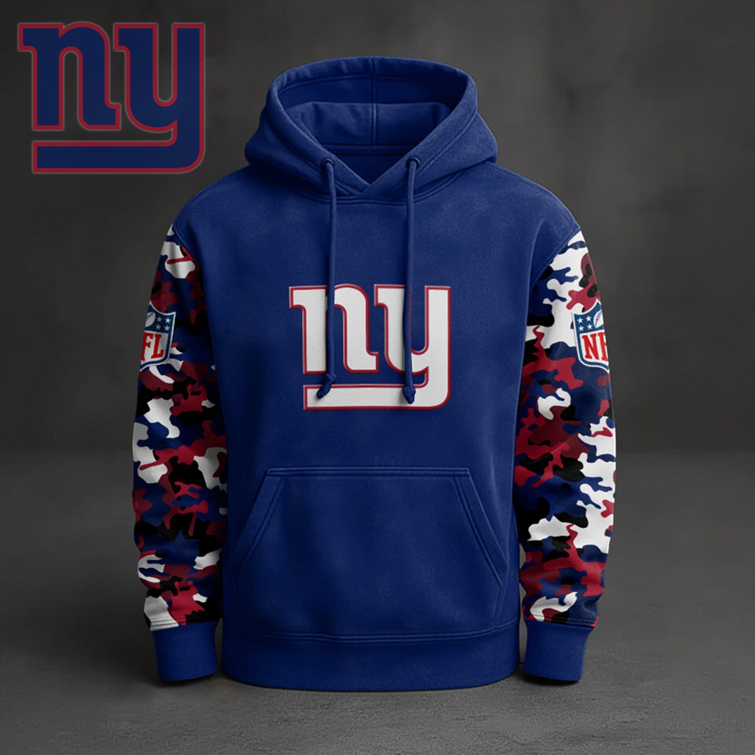 Buildercar - Premium NFL New York Giants Camo Arm Pullover Hoodie V1