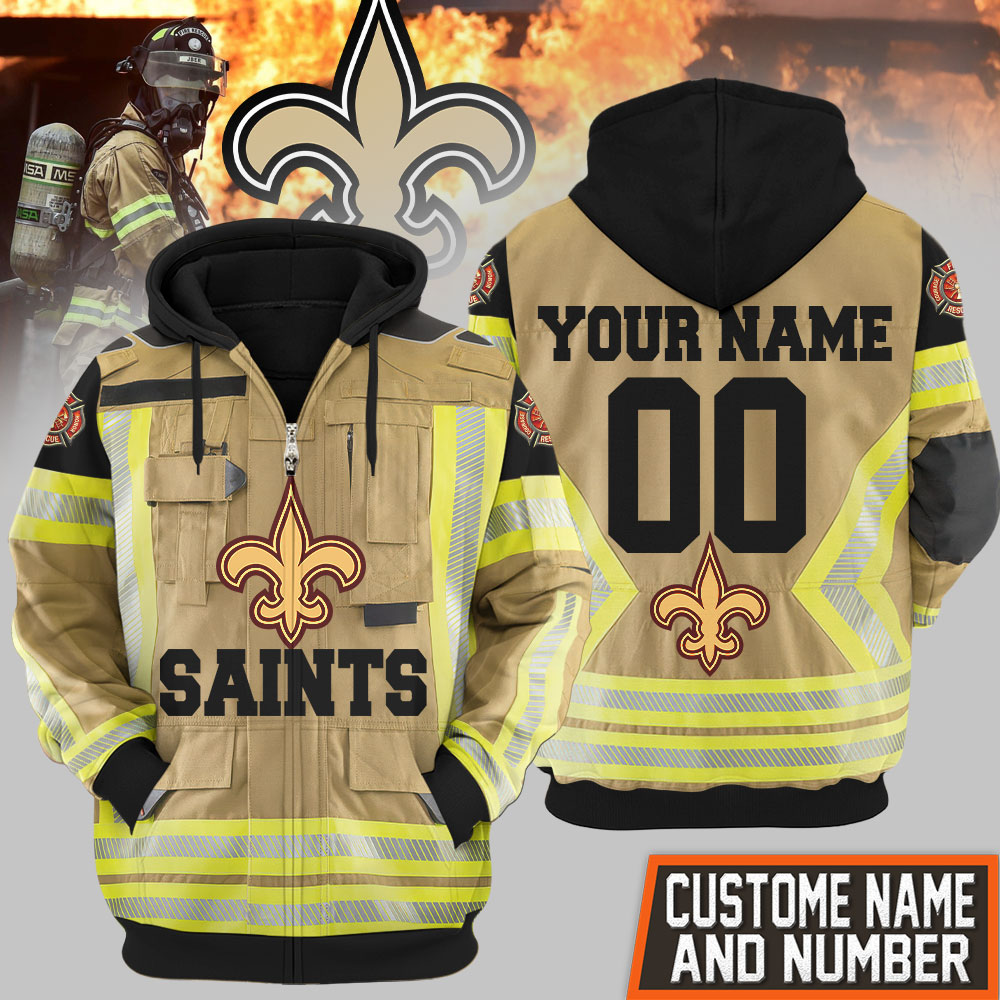 Buildercar - Premium NFL Newcastle United Orleans Saints Firefighter Zip Hoodie V1