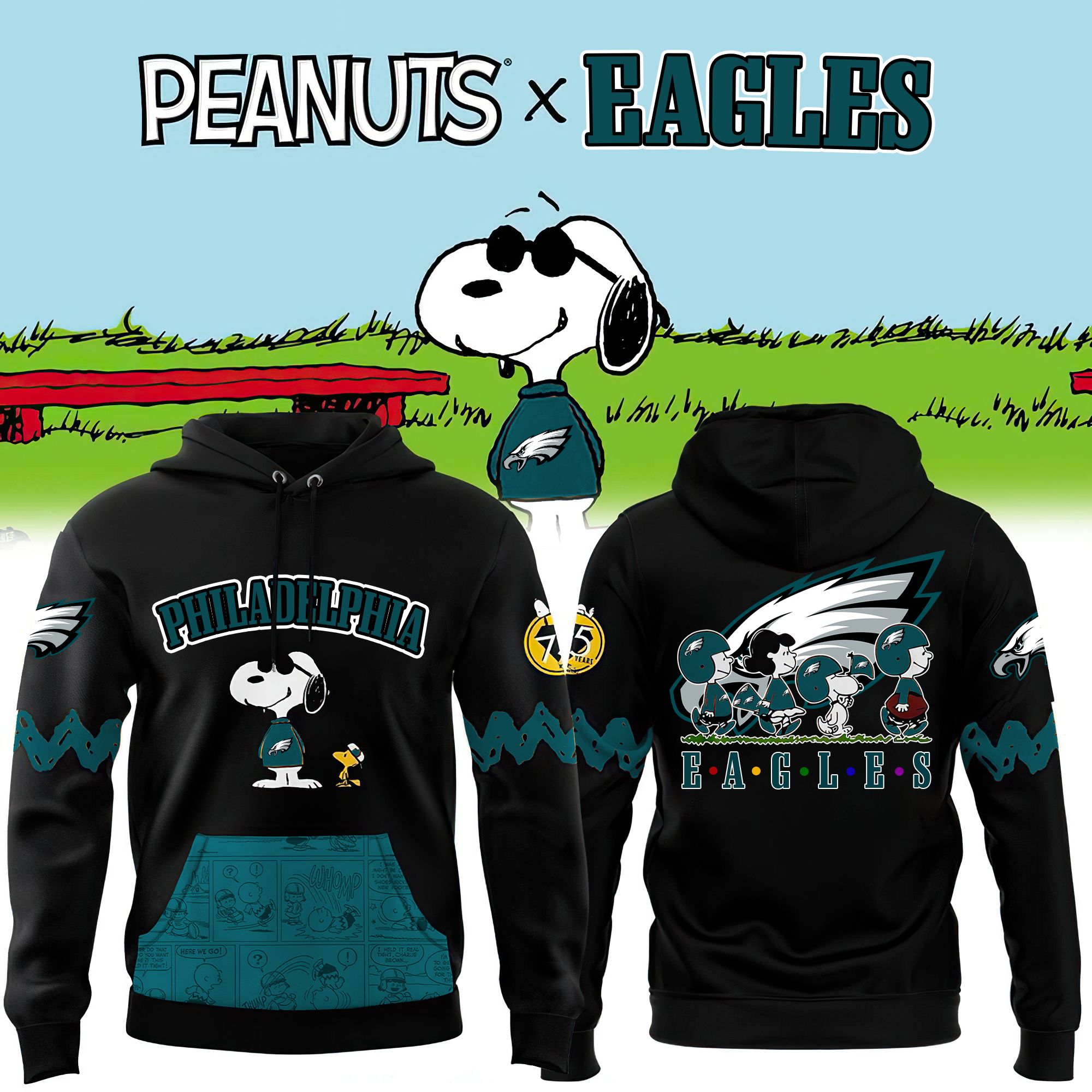 Buildercar - Premium NFL Philadelphia Eagles x Peanuts Hoodie V1