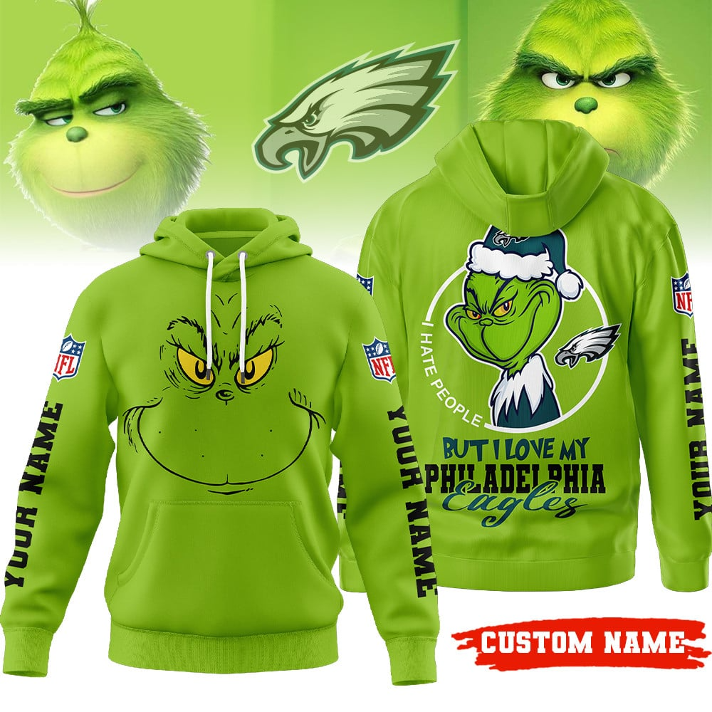 Buildercar - Premium NFL Philadelphia Eagles x The Grinch Hoodie V1