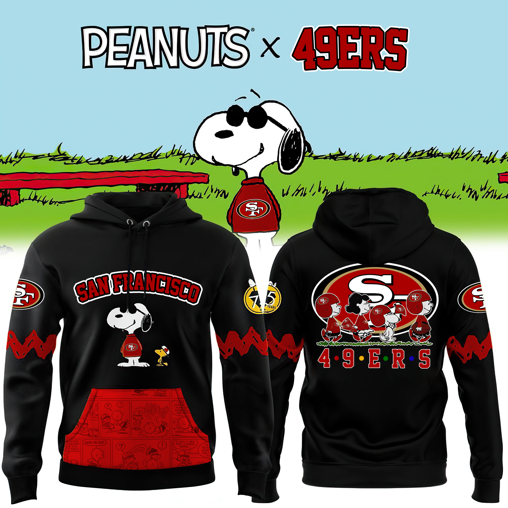 Buildercar - Premium NFL San Francisco 49ers x Peanuts Hoodie V1