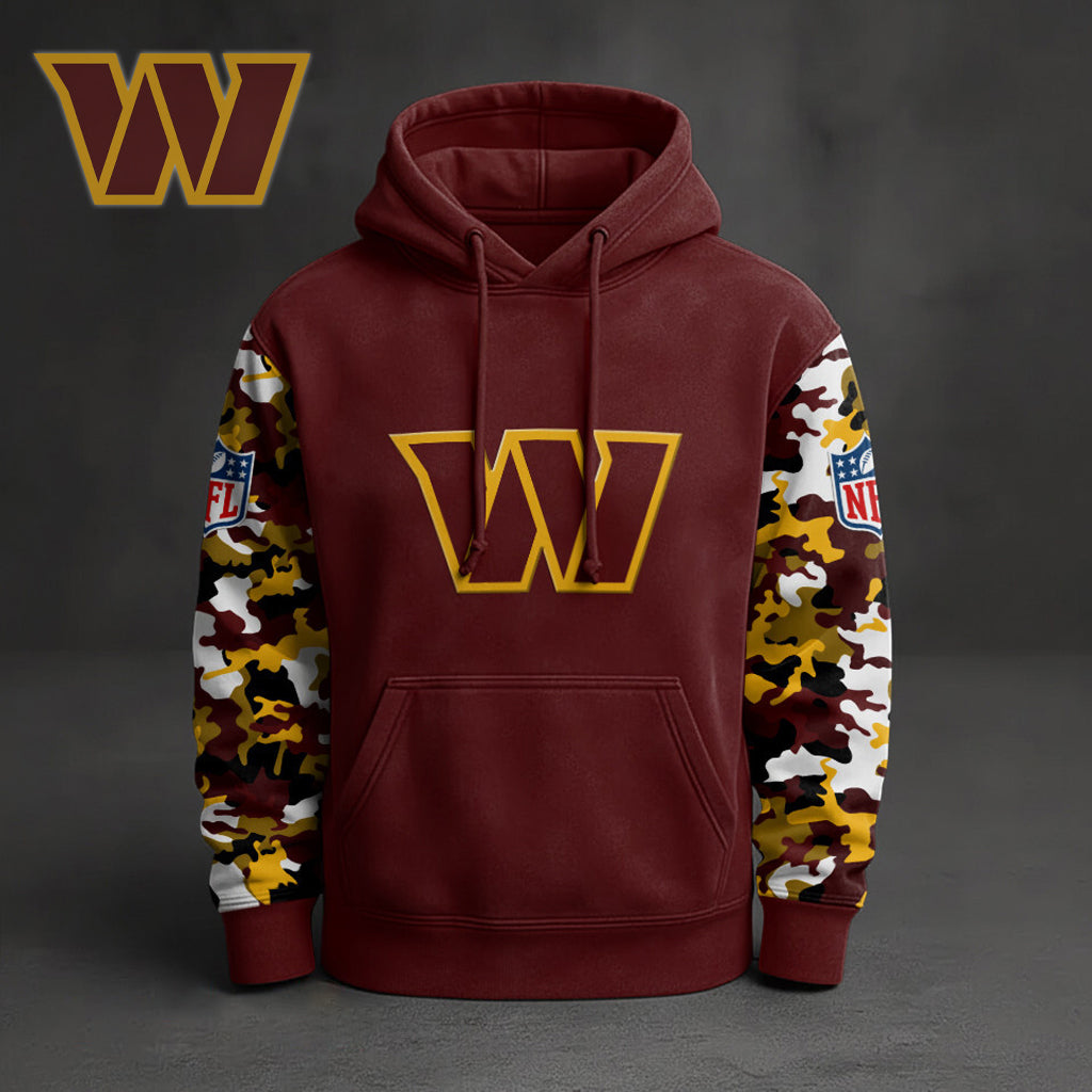 Buildercar - Premium NFL Washington Commanders Camo Arm Pullover Hoodie V1