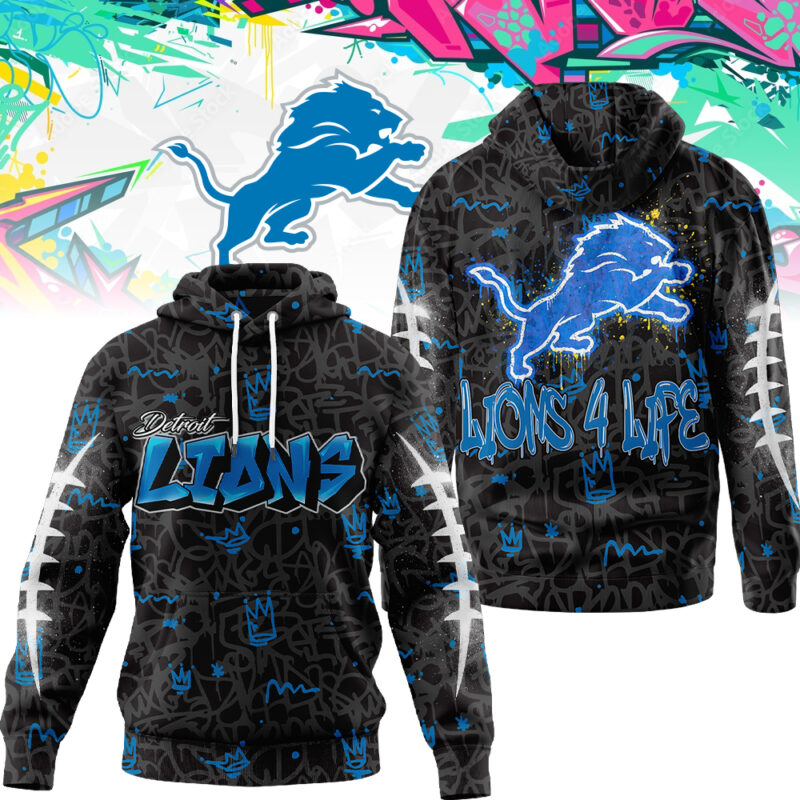 Buildercar - Premium NFL X Detroit Lions Special Graffiti My Team 4 Life Hoodie NDT TDT
