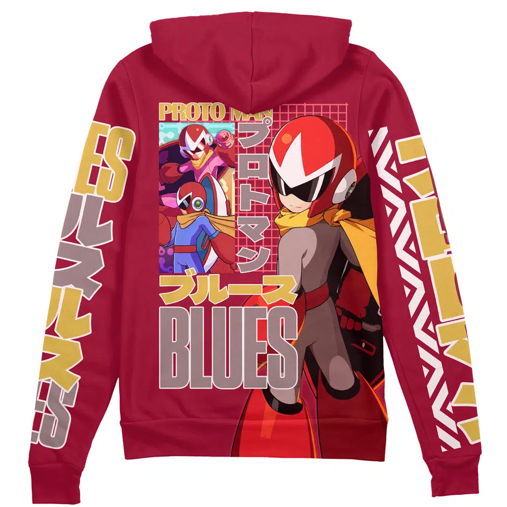 Buildercar - Proto Man Mega Man Streetwear Zip Hoodie Jacket