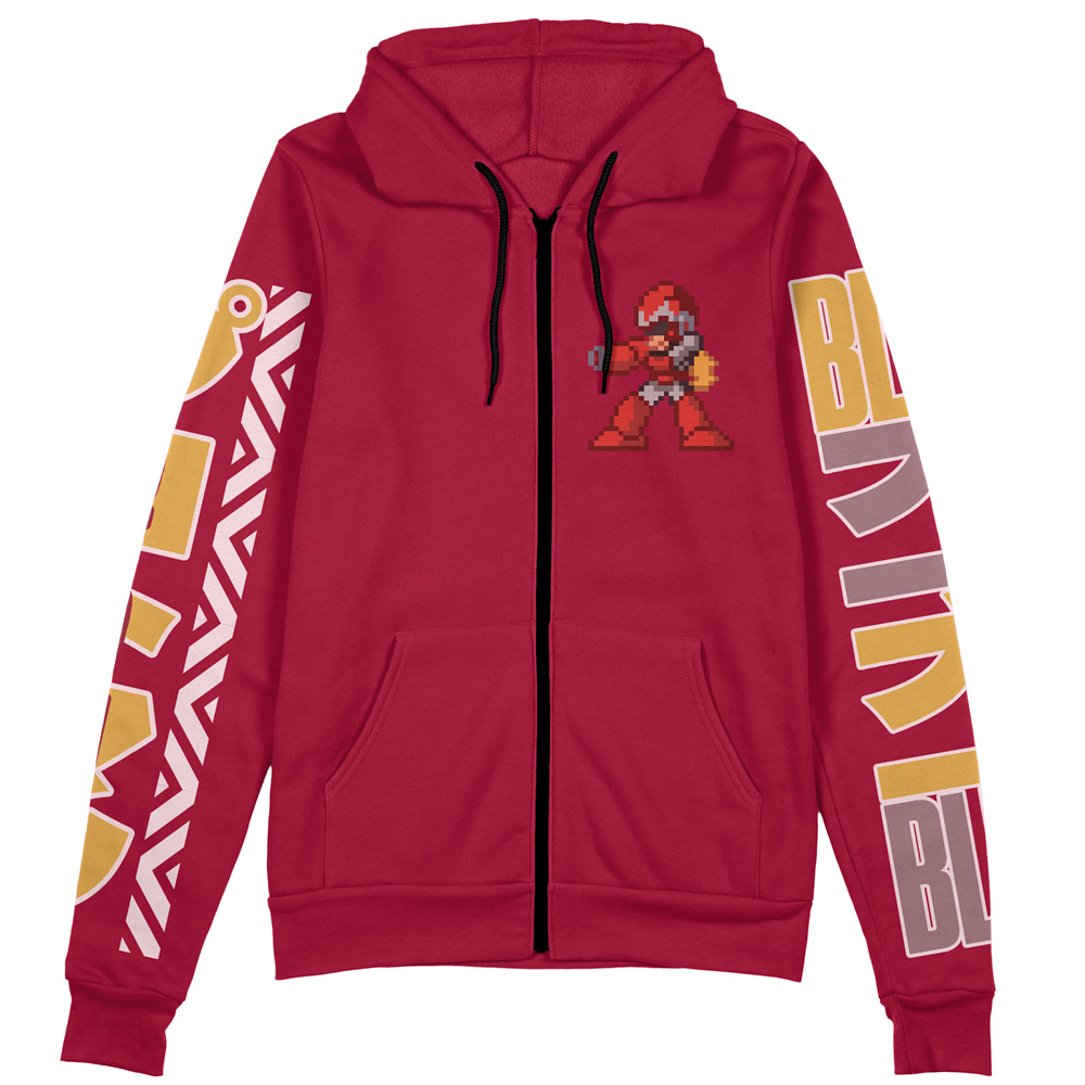 Buildercar - Proto Man Mega Man Streetwear Zip Hoodie Jacket - Image 2